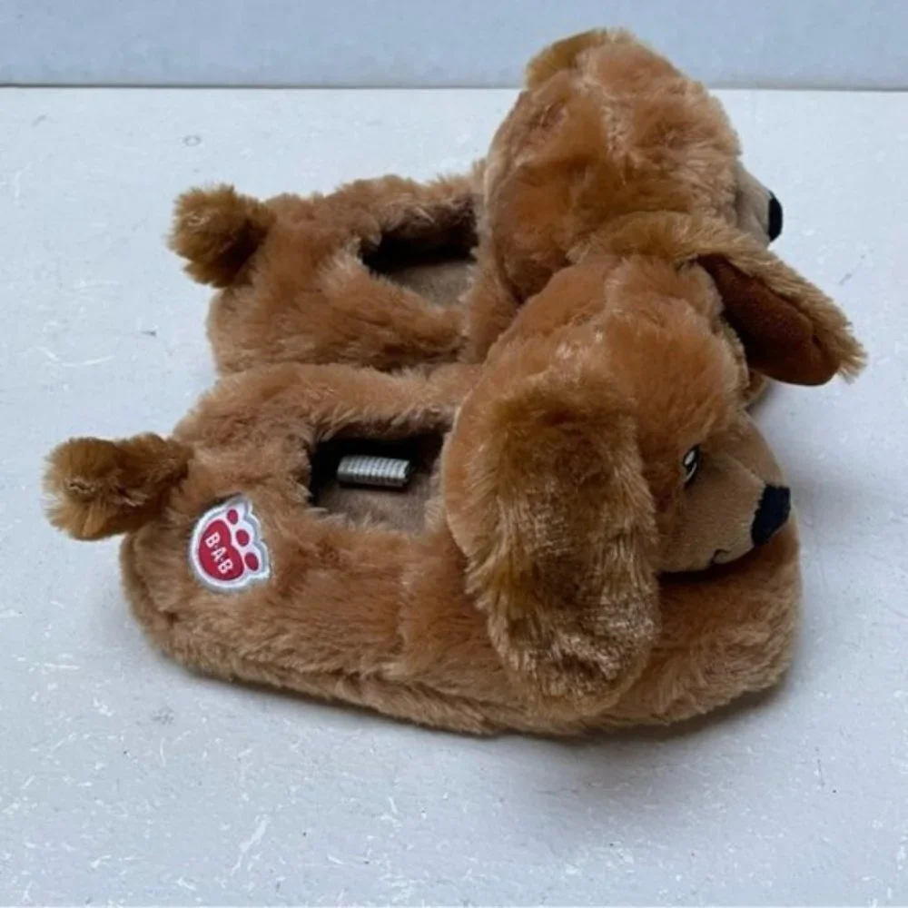 Build A Bear Dog Slippers Kids Small Puppy Dog Stuffed Animal Cozy Comfort Soft